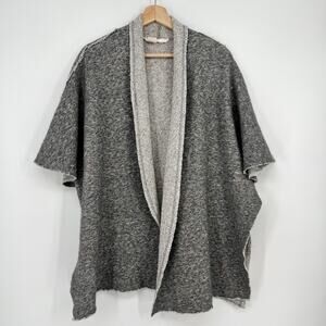 Eileen Fisher Project Wool Blend Terry Open Cardigan S/M Gray Asymmetric Sweater